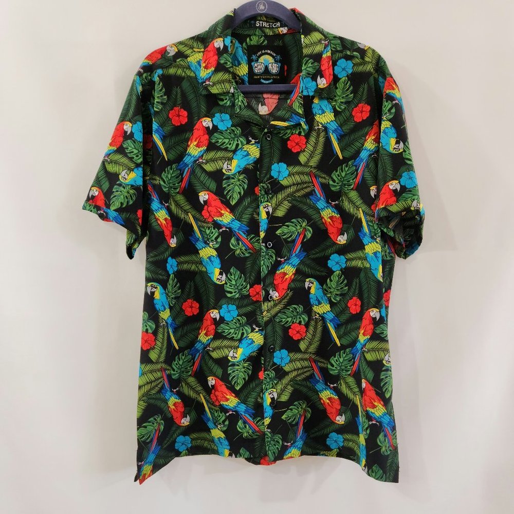 Good Vides Life Is A Beach Stretch Men's Hawaiian Shirt